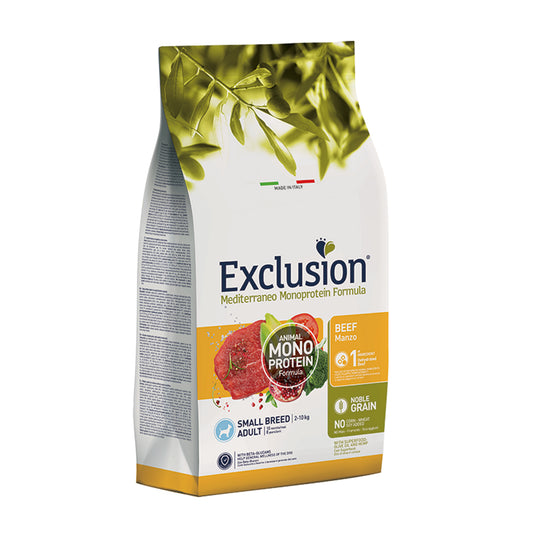 Exclusion dog monoprotein noble grain 2kg adult small breed manzo